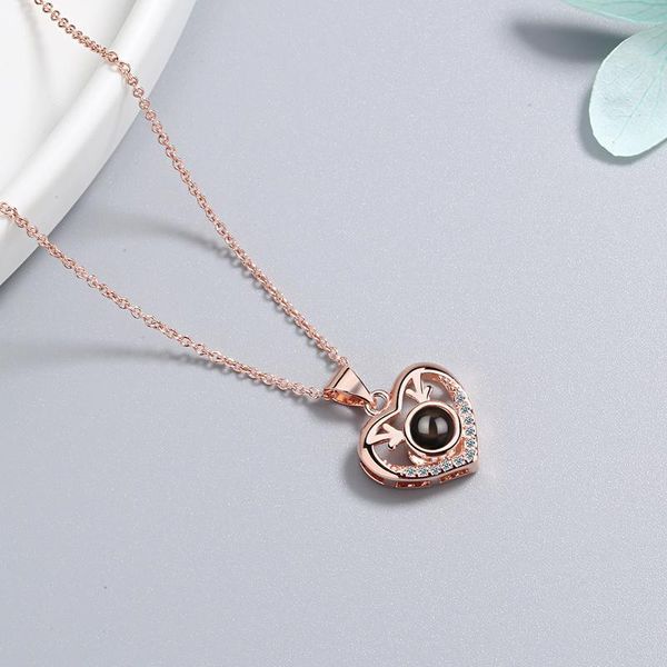 high quality deer horn heart shape pendants & necklaces for women lovers jewelry gift rhinestone necklace